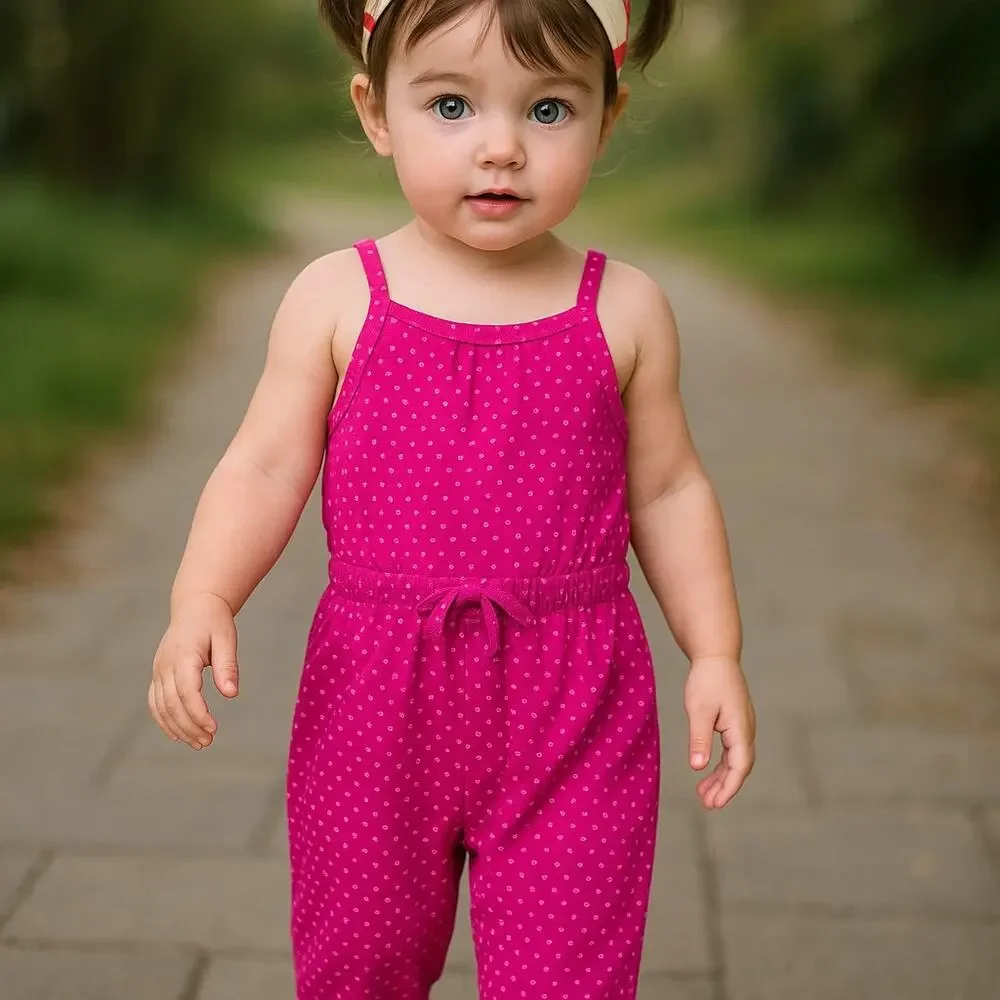 Cherokee Girls Romper Size 12 Months Pink‎ Azalea Long Pants Sleeveless NEW
